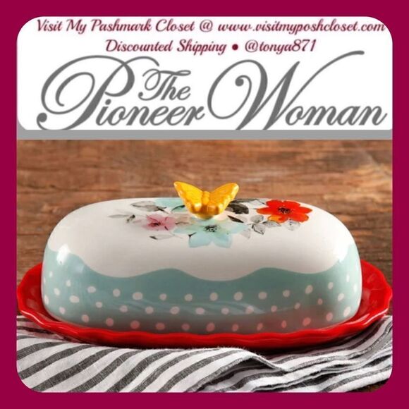 🦋 EUC Pioneer Woman Flea Market Butter Dish - Picture 1 of 6